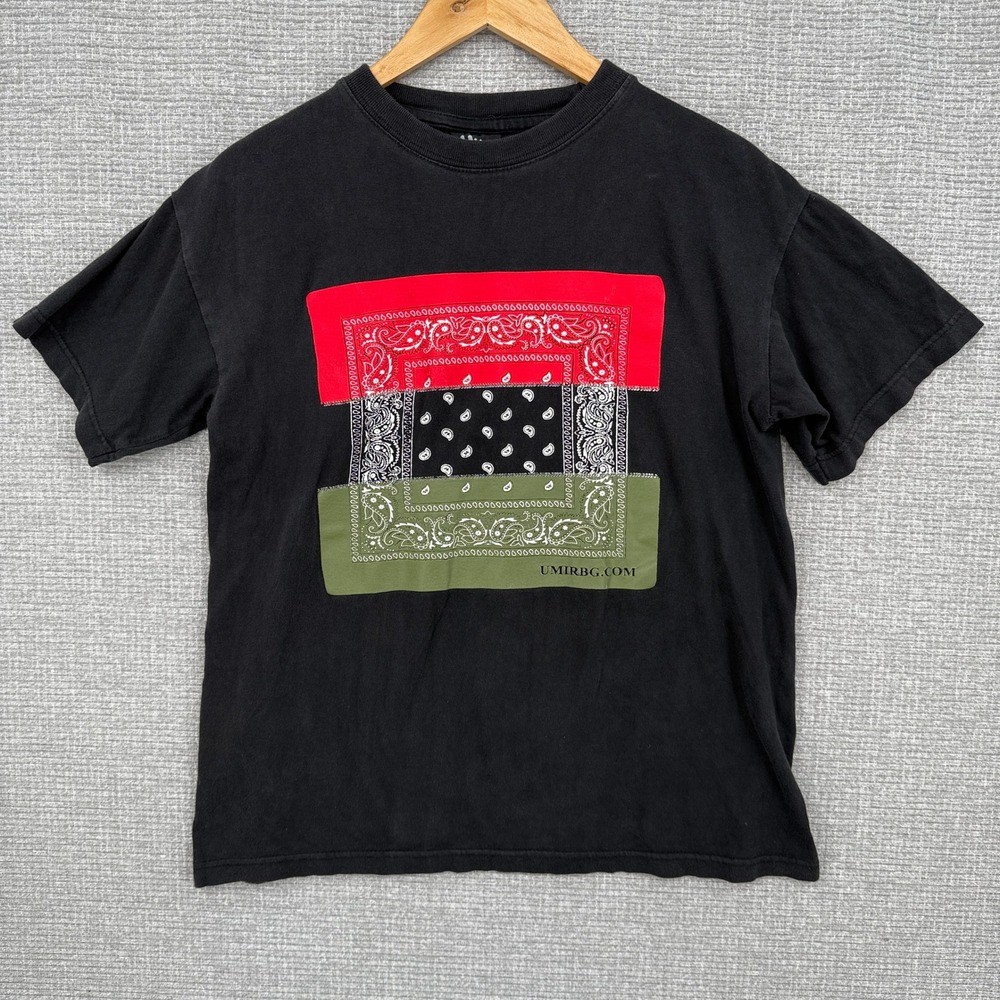 Hitz USA Bandana‎ Patch T-Shirt Graphic Print Short Sleeve Black Size M